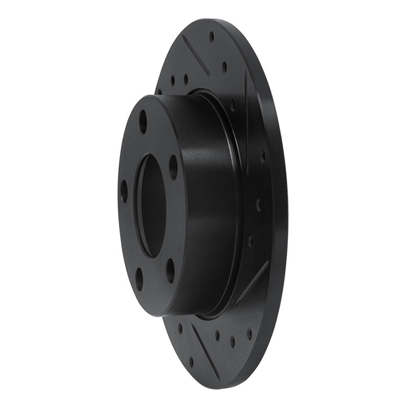 R1 85-00 Audi 5000S Quattro Rear Right Drilled & Slotted Black Brake Rotor