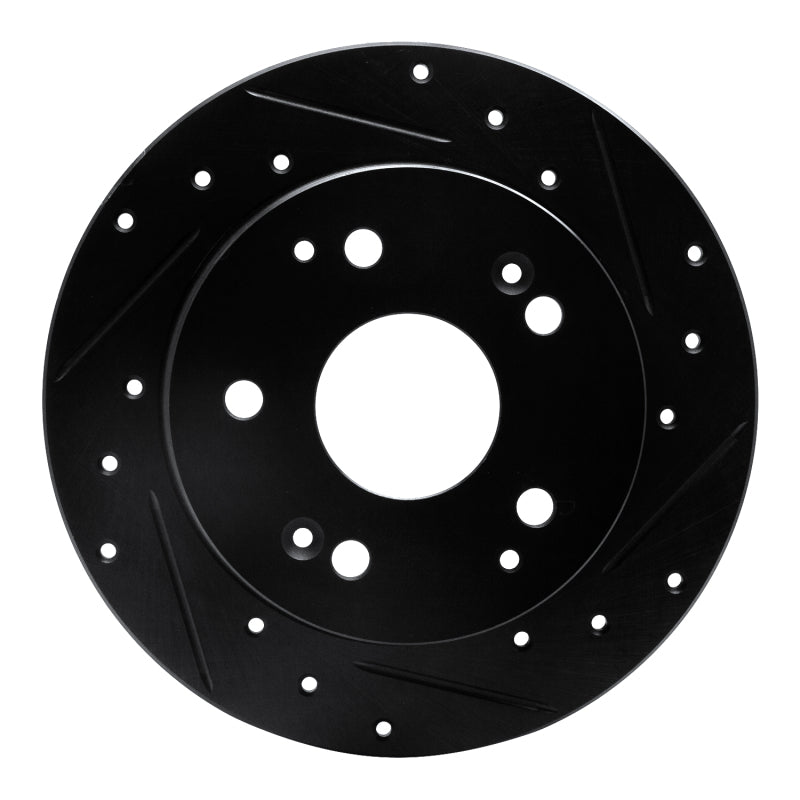 R1 97-06 Acura Integra Rear Right Drilled & Slotted Black Brake Rotor