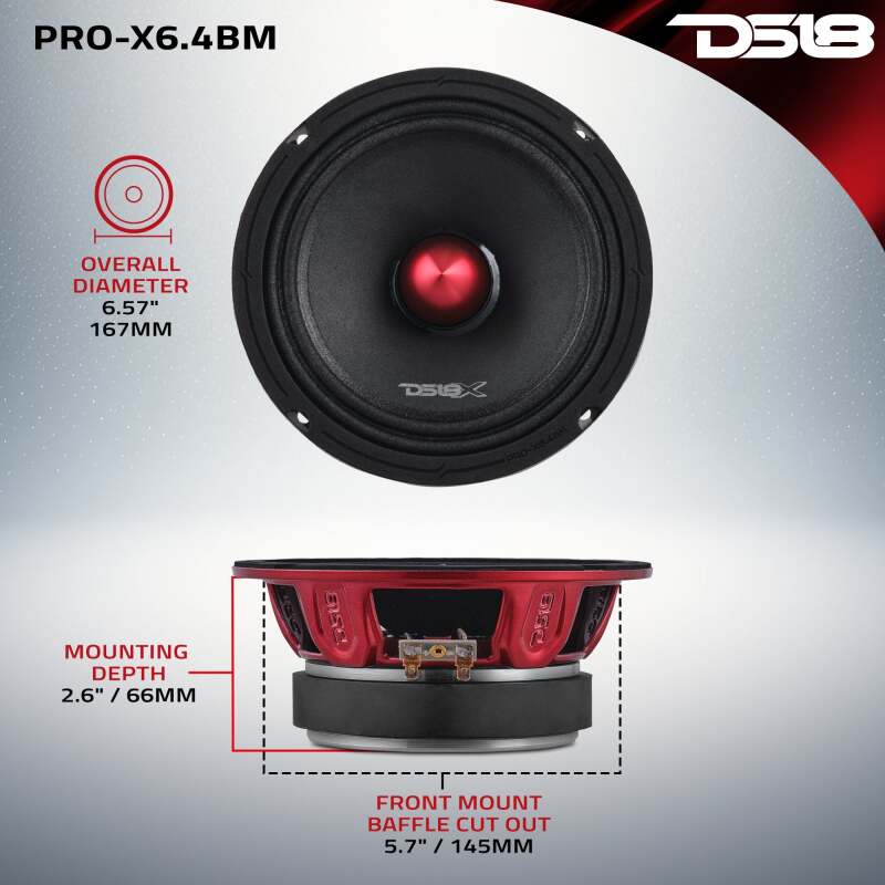 DS18 6.5in 250 Watts RMS 4 ohm Mid-Range Loudspeaker Bullet Loudspeaker