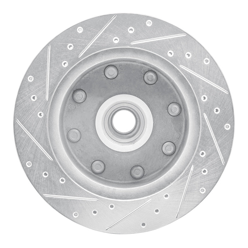 R1 78-97 Dodge B200 / B200 Van / B250 Front Right Drilled & Slotted Silver Brake Rotor