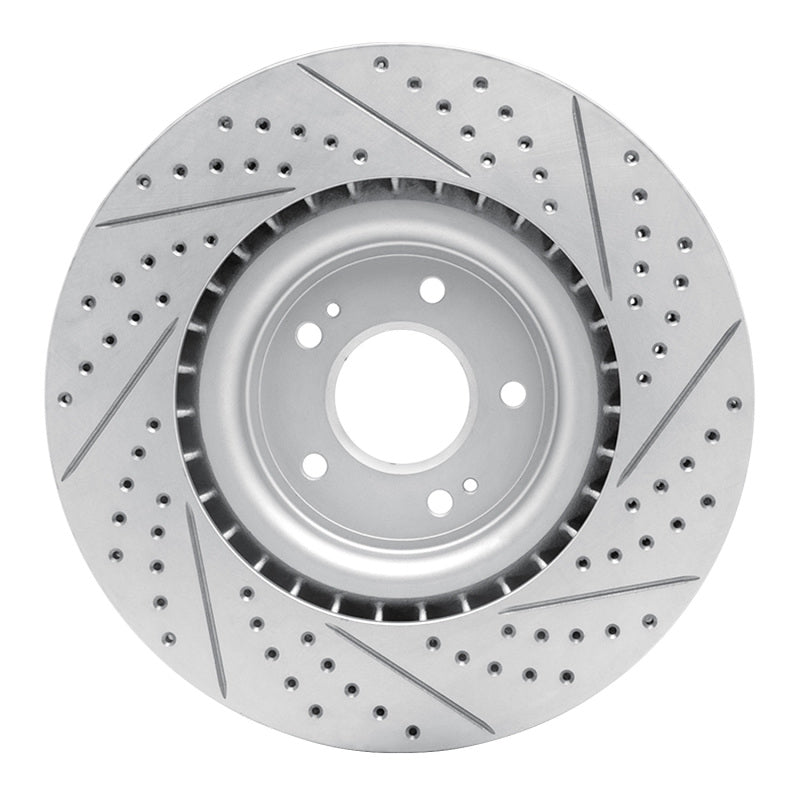 R1 08-15 Mitsubishi Lancer Front Left Drilled & Slotted Geo-Carbon Rotor