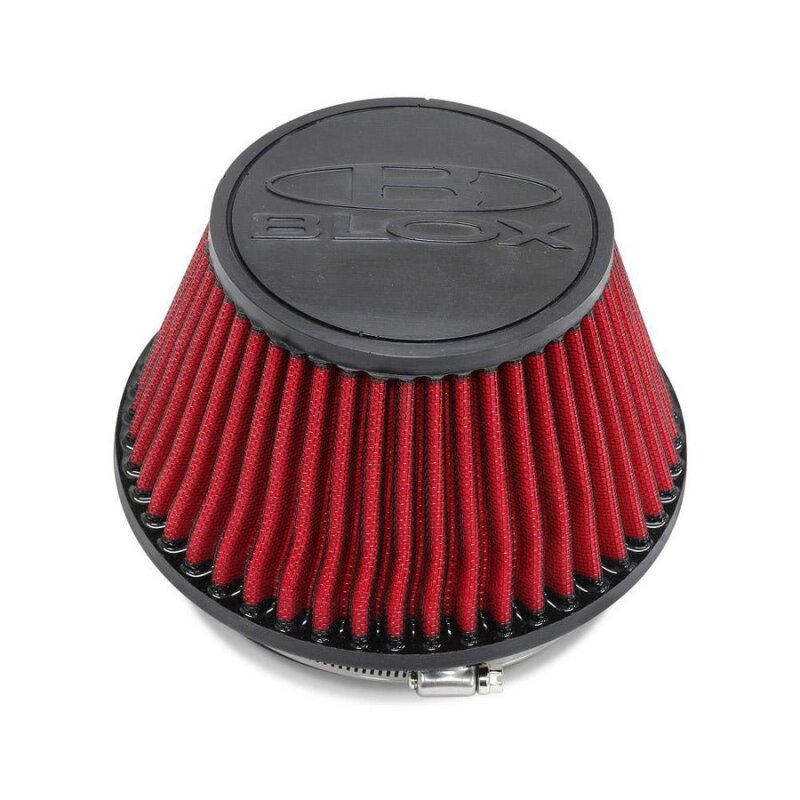 BLOX Racing Shorty Performance 5in Air Filter w/3.5in Velocity Stack and Coupler Kit - Black