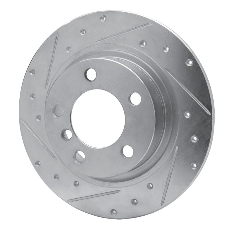 R1 13-16 Mini Cooper Countryman Rear Left Drilled & Slotted Silver Brake Rotor