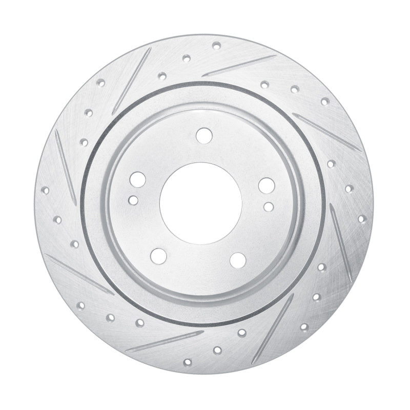 R1 13-25 Mitsubishi Outlander PHEV Rear Left Drilled & Slotted Silver Brake Rotor