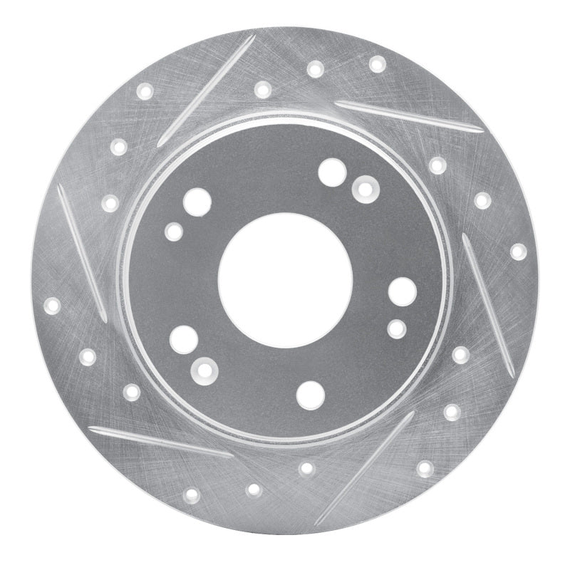 R1 03-08 Acura TSX Rear Left Drilled & Slotted Silver Brake Rotor