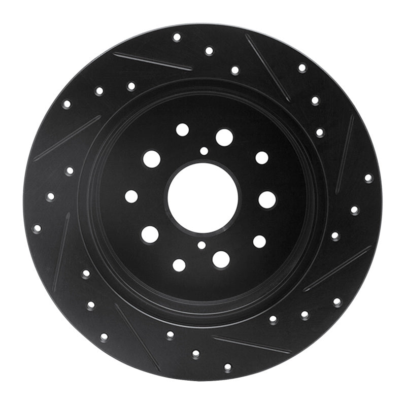 R1 98-10 Lexus GS430 Rear Left Drilled & Slotted Black Brake Rotor