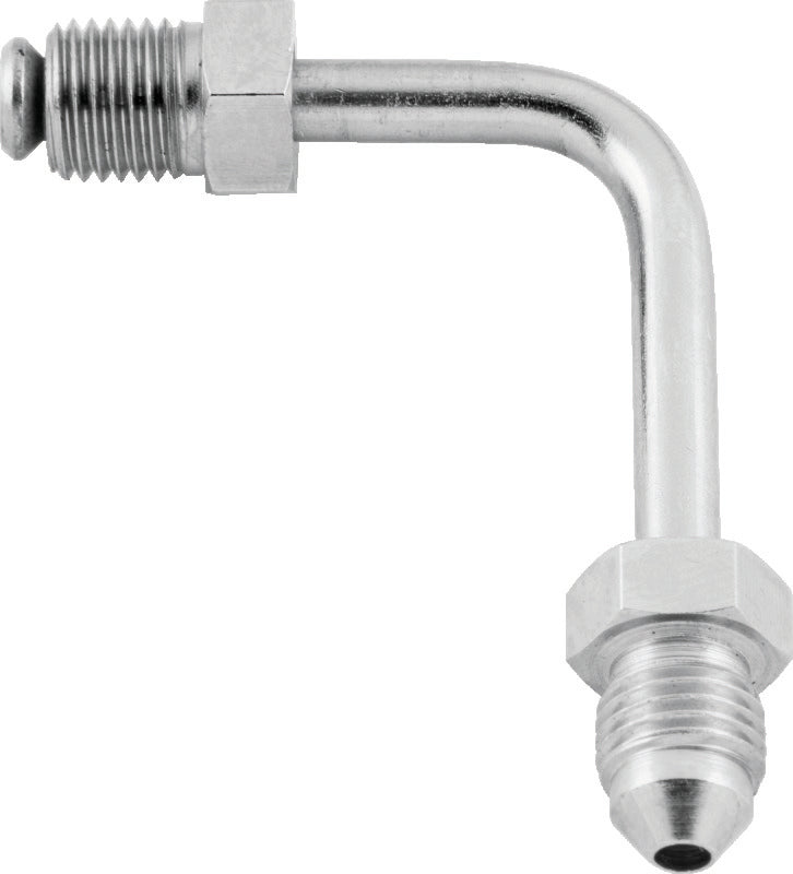 Twin Power Stainless Brake Fitting Male 3/8-24 Inverted Flare to AN-3 Male 90 Adaptor Tube Short