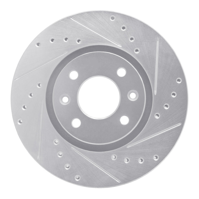 R1 88-89 Eagle Medallion Front Right Drilled & Slotted Silver Brake Rotor