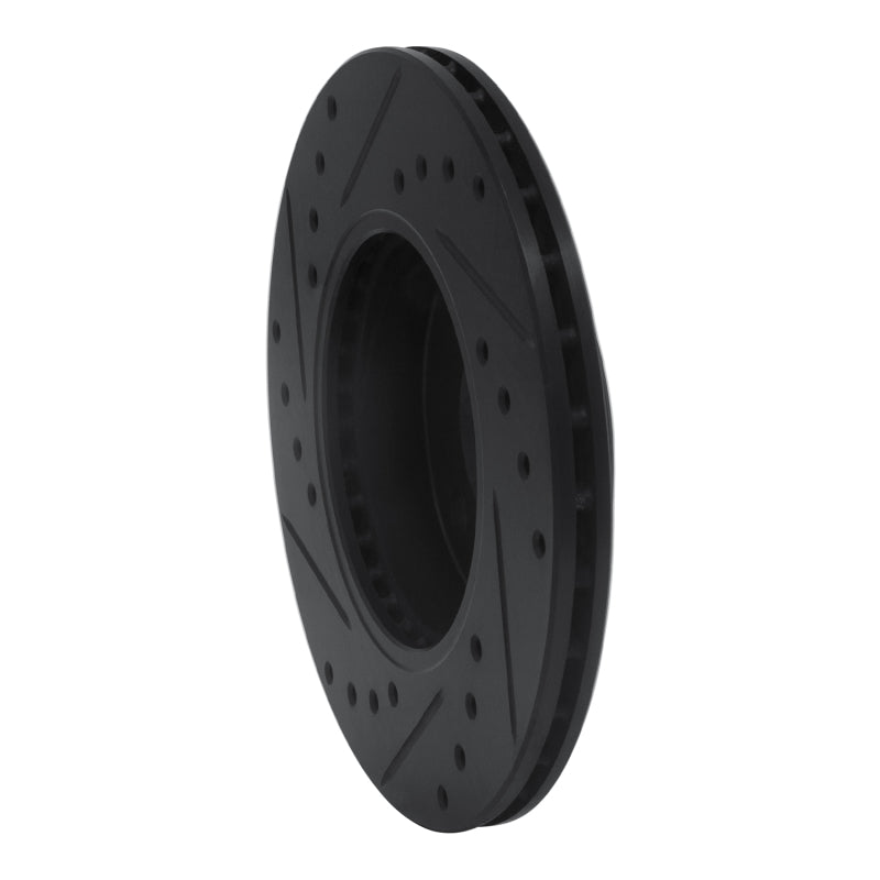 R1 88-06 Nissan NX Front Right Drilled & Slotted Black Brake Rotor