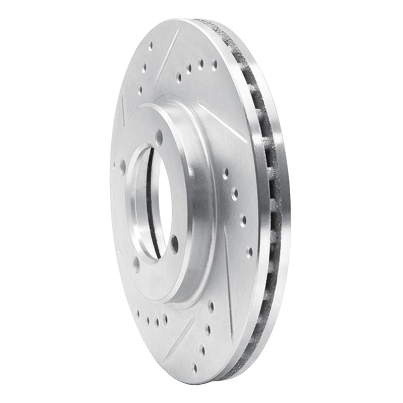 R1 84-87 Toyota Cressida Front Left Drilled & Slotted Silver Brake Rotor