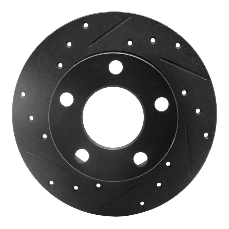 R1 92-05 Audi A6 Quattro Rear Left Drilled & Slotted Black Brake Rotor