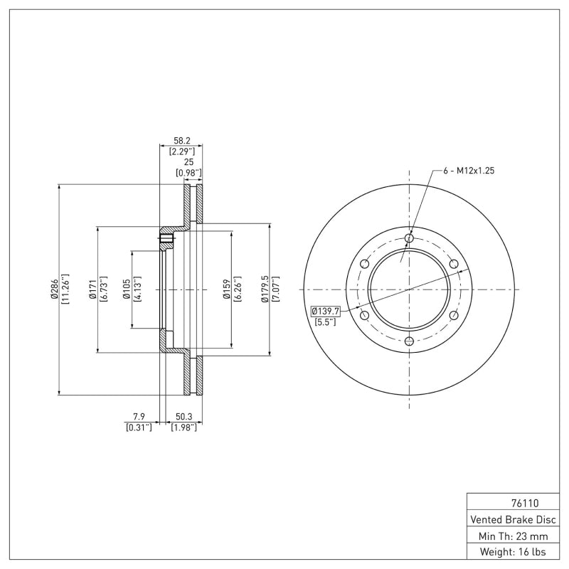 R1 90-92 Toyota Land Cruiser Front Brake Rotor