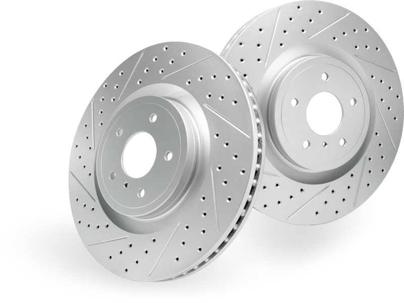 R1 00-03 Audi A8 Front Left Drilled & Slotted Geo-Carbon Rotor
