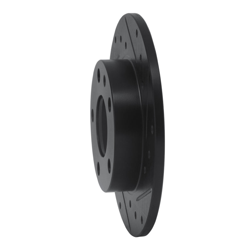 R1 02-06 Audi A4 Quattro Rear Right Drilled & Slotted Black Brake Rotor