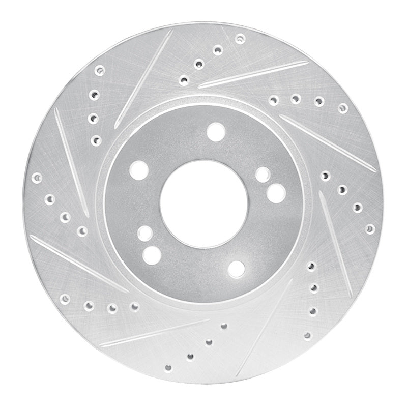 R1 97-01 Infiniti Q45 Front Left Drilled & Slotted Silver Brake Rotor