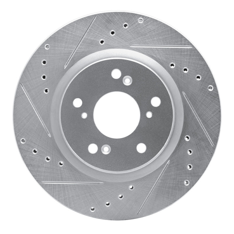 R1 12-16 Honda CR-V Front Left Drilled & Slotted Silver Brake Rotor