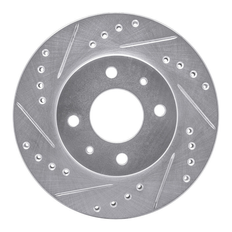 R1 95-00 Nissan Lucino (Mexico) Front Left Drilled & Slotted Silver Brake Rotor