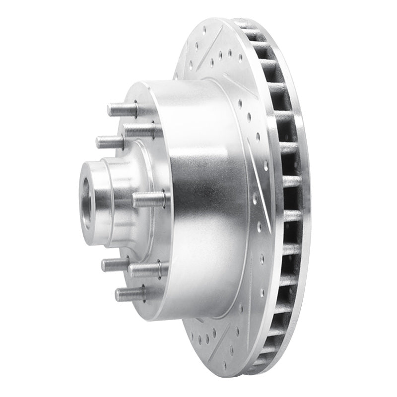 R1 94-97 Dodge B200 / B200 Van / B250 Front Left Drilled & Slotted Silver Brake Rotor