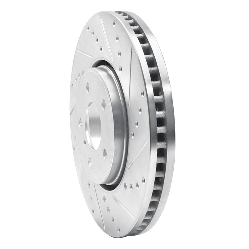 R1 05-14 Infiniti FX45 Front Right Drilled & Slotted Silver Brake Rotor