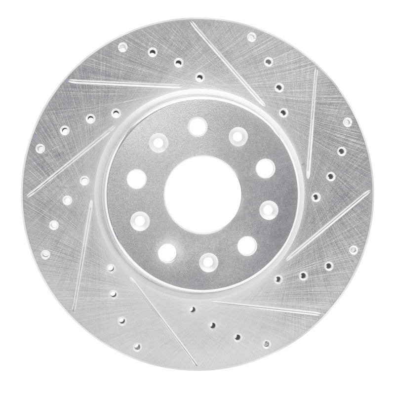 R1 16-25 Cadillac CT5 Front Right Drilled & Slotted Silver Brake Rotor