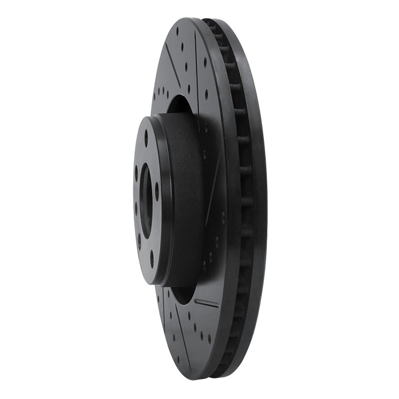 R1 05-11 Audi A6 (USA/Canada) Front Right Drilled & Slotted Black Brake Rotor
