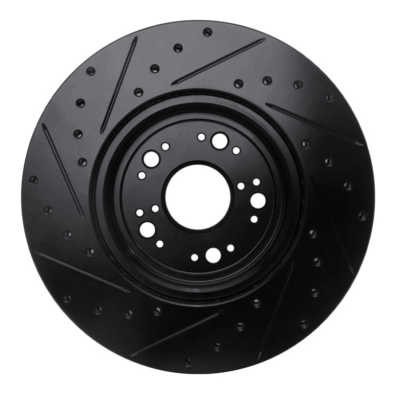 R1 95-00 Lexus LS400 Front Right Drilled & Slotted Black Brake Rotor