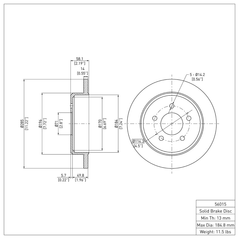 R1 96-02 Ford Crown Victoria Rear Brake Rotor