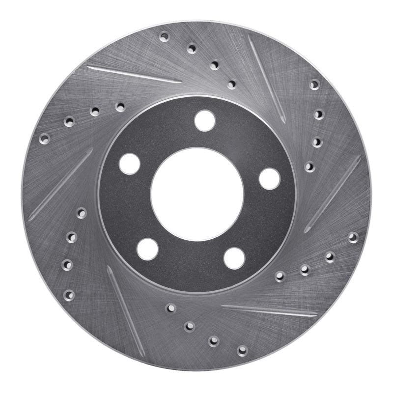 R1 94-04 Ford Mustang Front Right Drilled & Slotted Silver Brake Rotor