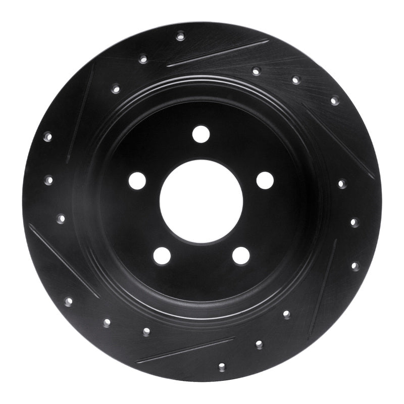 R1 96-02 Ford Crown Victoria Rear Right Drilled & Slotted Black Brake Rotor