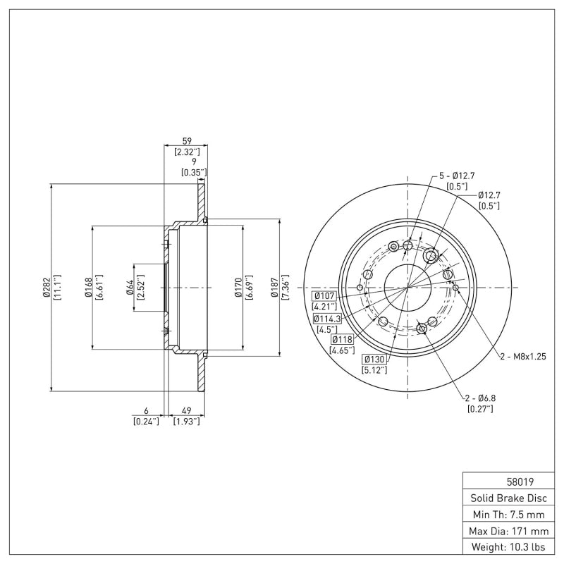 R1 99-11 Acura TL Rear Brake Rotor