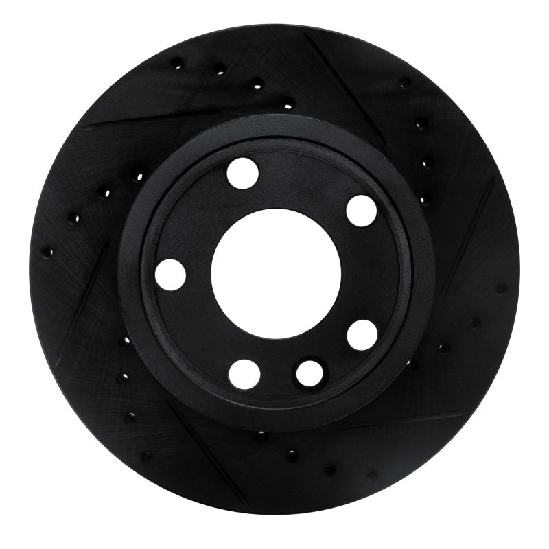 R1 92-95 Volkswagen EuroVan Front Right Drilled & Slotted Black Brake Rotor