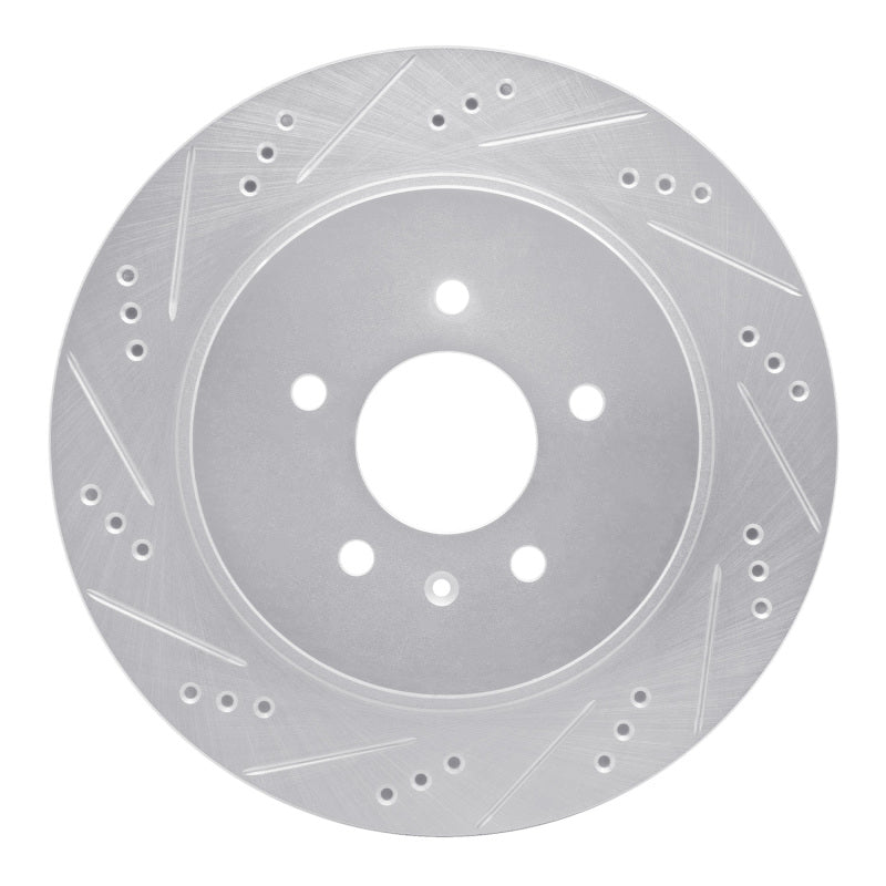 R1 05-11 Cadillac CTS Rear Left Drilled & Slotted Silver Brake Rotor