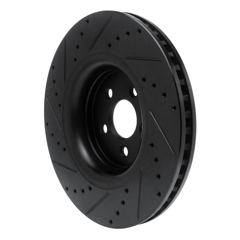 R1 15-21 Ford Edge Front Right Drilled & Slotted Black Brake Rotor