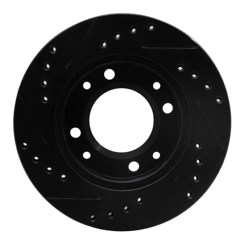 R1 86-88 Mazda RX-7 Front Right Drilled & Slotted Black Brake Rotor