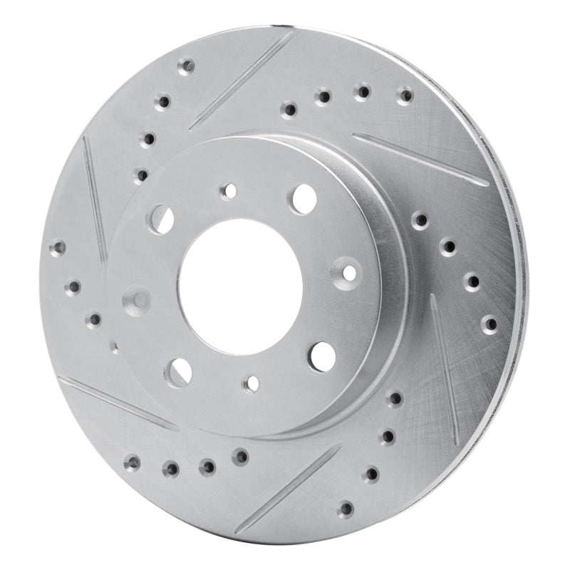 R1 84-90 Honda Accord Sedan Front Left Drilled & Slotted Silver Brake Rotor