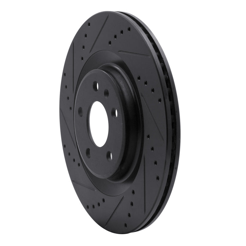 R1 2008-2025 Audi A6 Allroad Rear Left Drilled & Slotted Black Brake Rotor