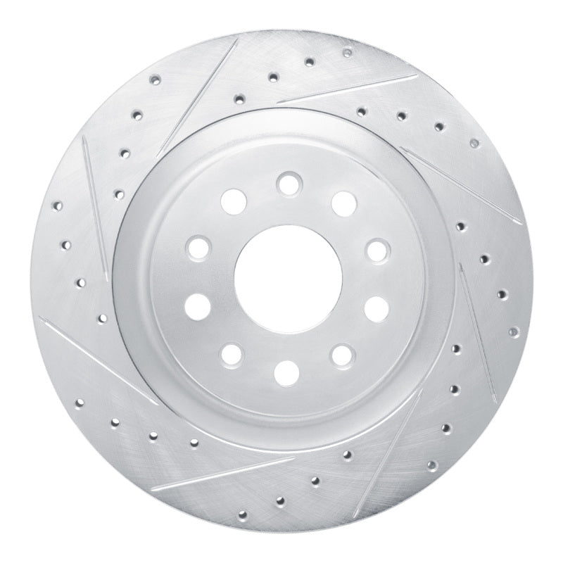 R1 21-25 Dodge Charger Daytona Rear Left Drilled & Slotted Silver Brake Rotor