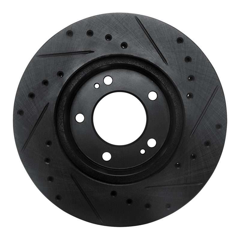 R1 83-89 Chrysler Conquest Front Left Drilled & Slotted Black Brake Rotor