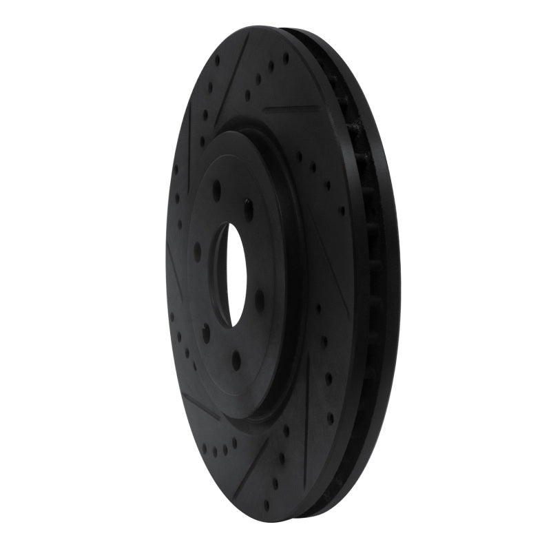 R1 08-11 Nissan Pathfinder Front Left Drilled & Slotted Black Brake Rotor