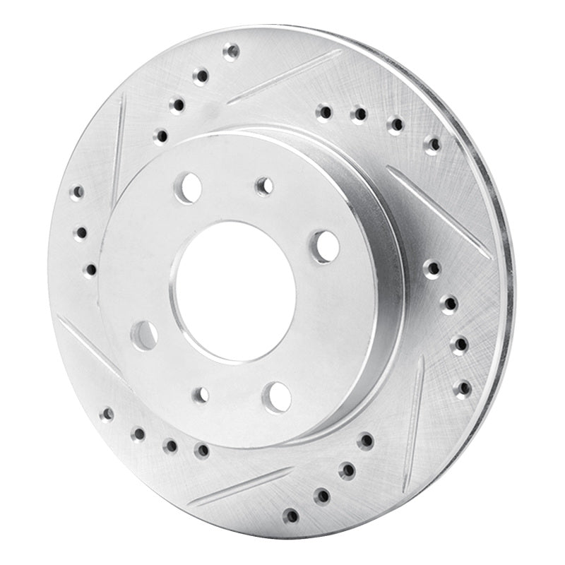 R1 95-00 Nissan Lucino (Mexico) Front Left Drilled & Slotted Silver Brake Rotor