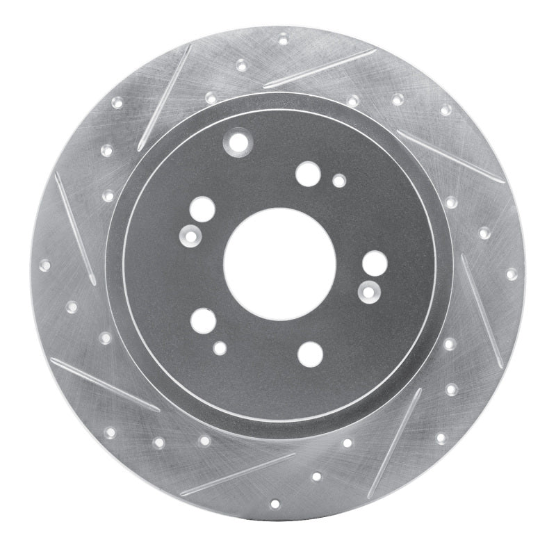 R1 06-14 Honda Ridgeline Rear Left Drilled & Slotted Silver Brake Rotor