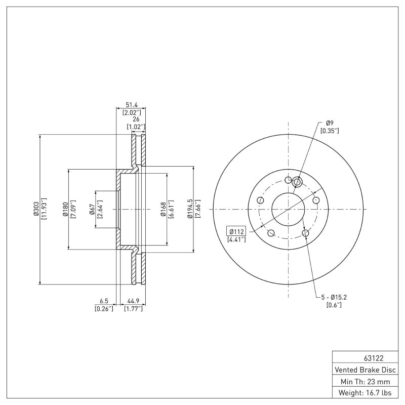 R1 98-05 Mercedes-Benz ML350 Front Brake Rotor