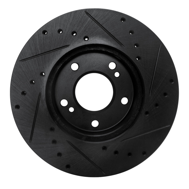 R1 89-90 Nissan 300ZX Front Left Drilled & Slotted Black Brake Rotor