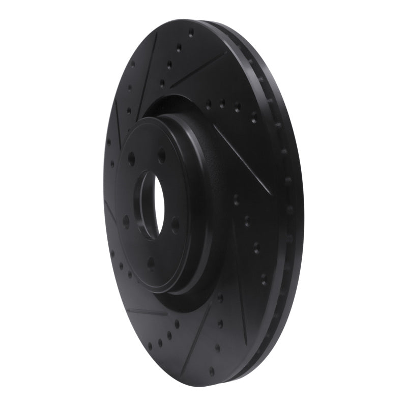 R1 14-18 Ford Focus ST Front Left Drilled & Slotted Black Brake Rotor