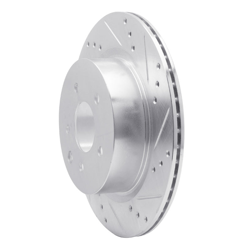R1 09-20 Nissan 370Z Rear Right Drilled & Slotted Silver Brake Rotor