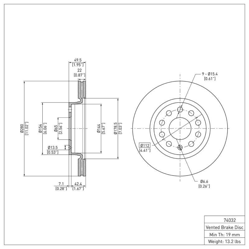 R1 05-15 Volkswagen Jetta Sedan Front Brake Rotor