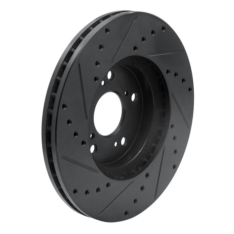 R1 04-14 Acura TSX Front Right Drilled & Slotted Black Brake Rotor