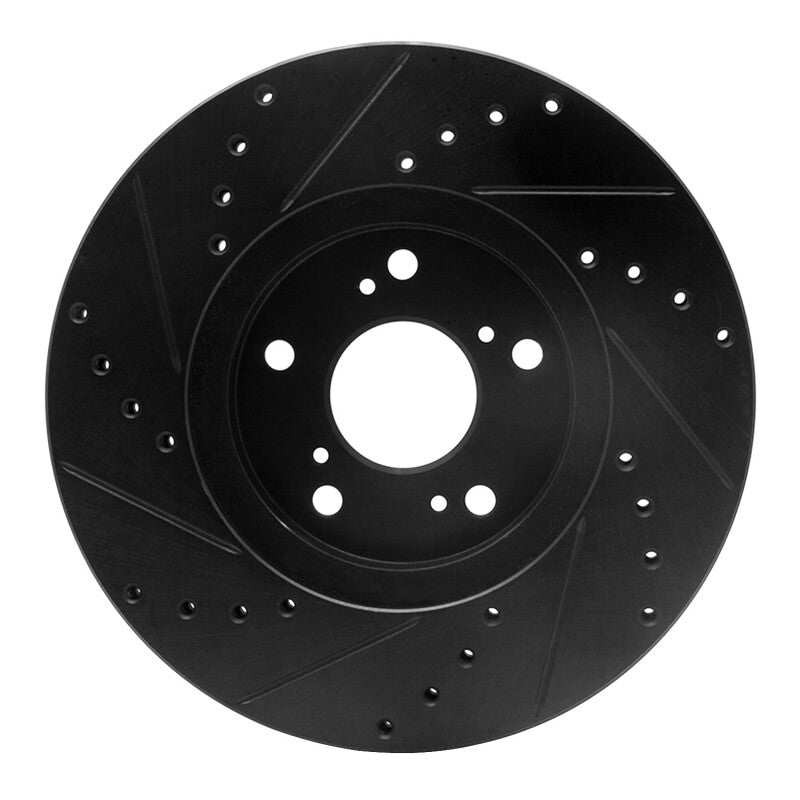 R1 04-14 Acura TSX Front Right Drilled & Slotted Black Brake Rotor
