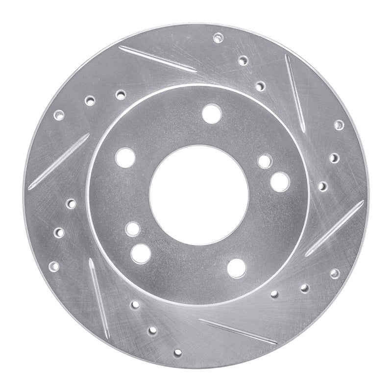 R1 94-96 Nissan 240SX Front Right Drilled & Slotted Silver Brake Rotor