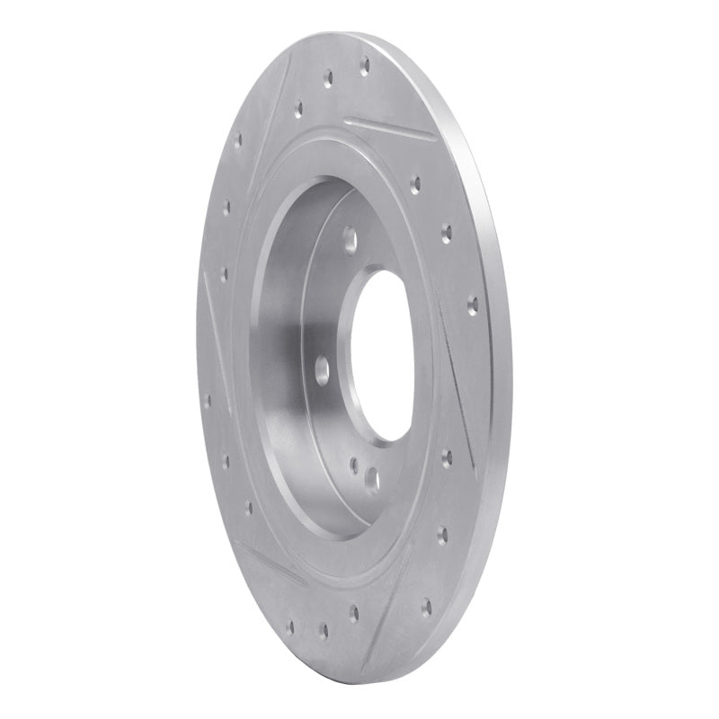 R1 13-25 Hyundai Elantra GT Rear Right Drilled & Slotted Silver Brake Rotor